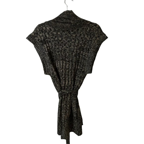 LouLou Womens Long Black Knitted Sleeveless Cardigan Sweater Vest Size Med NEW - Picture 2 of 9